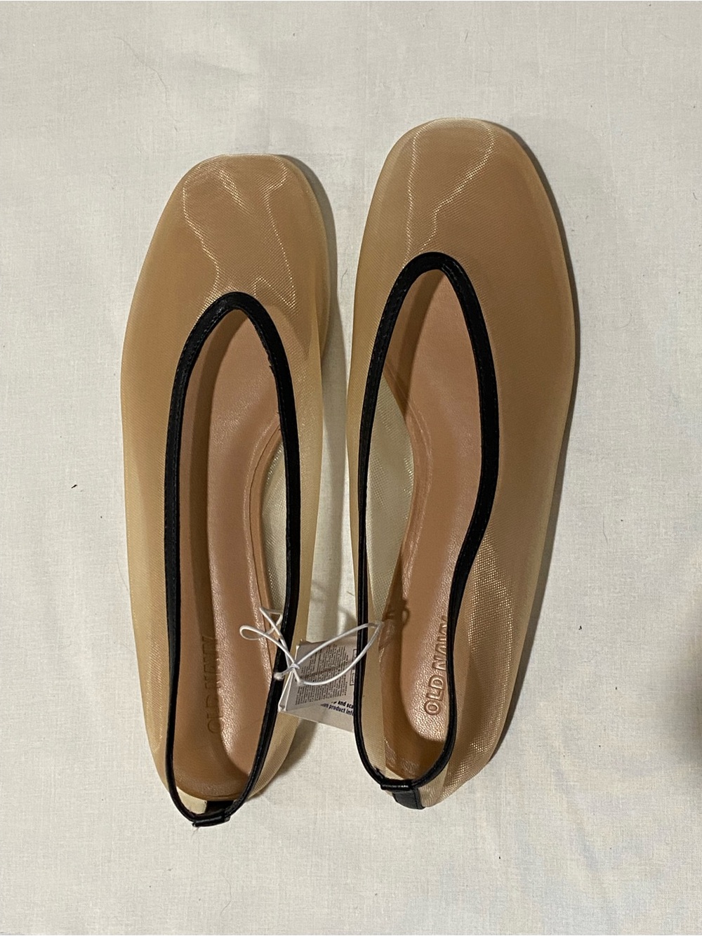 Old Navy Tan Mesh Ballet Flats with Black Trim